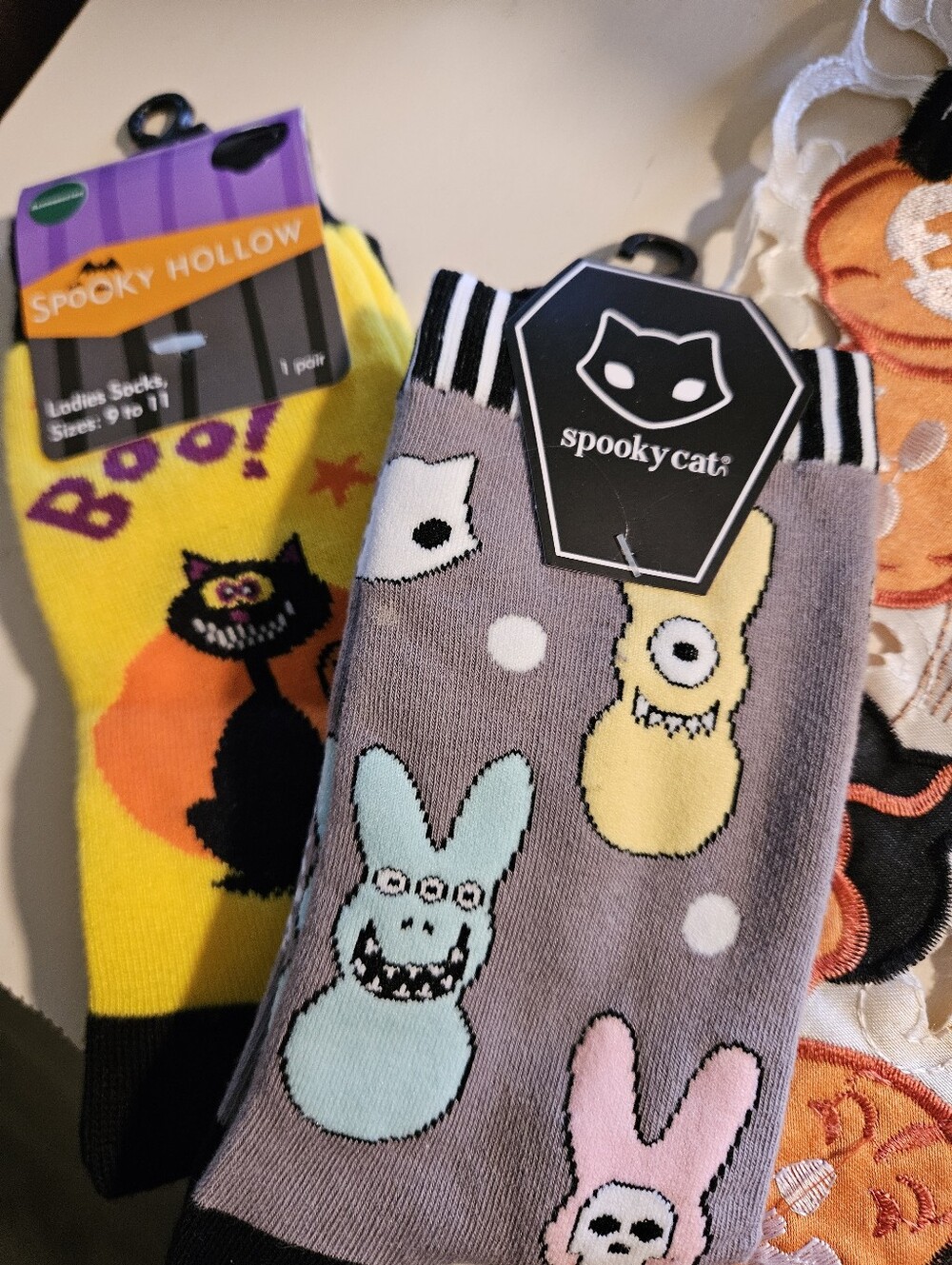 Spooky Halloween Ladies Socks Lot of 2 - Spooky Cat Press & Spooky Hollow